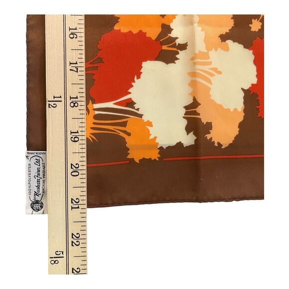 Nasharr Freres Ltd. Vintage 1970s Autumn Trees Polyester Scarf 21” Square - Picture 6 of 7